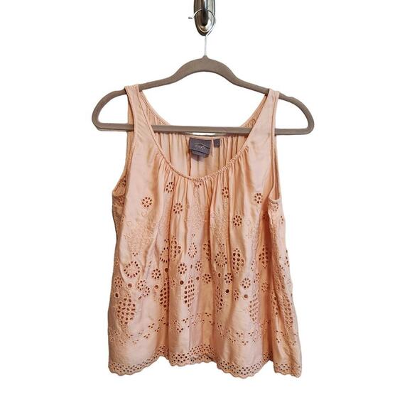 Anthropologie Sadie Peach Eyelet Swing Top Size 0 - Picture 1 of 11